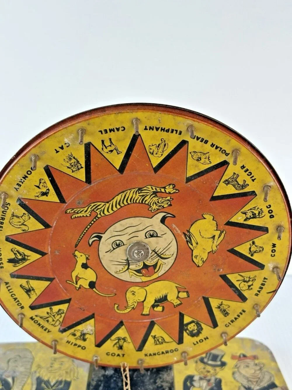 Antique Baldwin Manufacturing Animal Bingo Tin Litho Wheel Game #225 AS IS